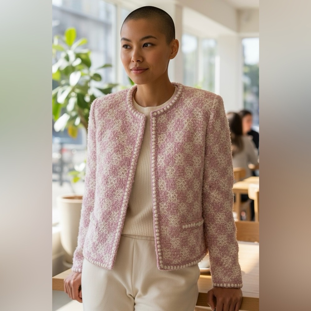 CHANEL Pink and Cream Tweed Blazer